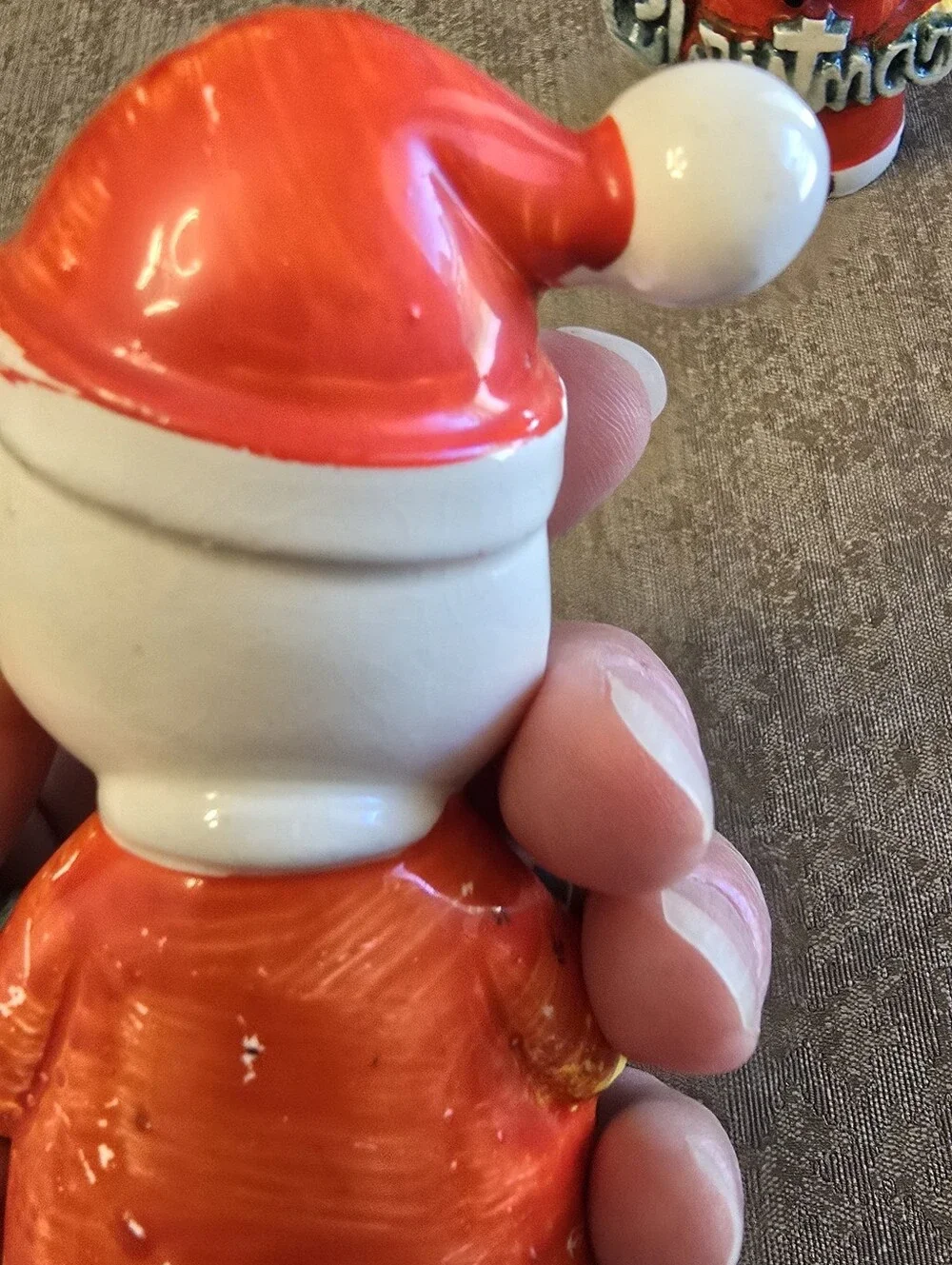 Vintage Santa Clause Ceramic Merry Christmas Salt Pepper Shakers Japan w/Plugs